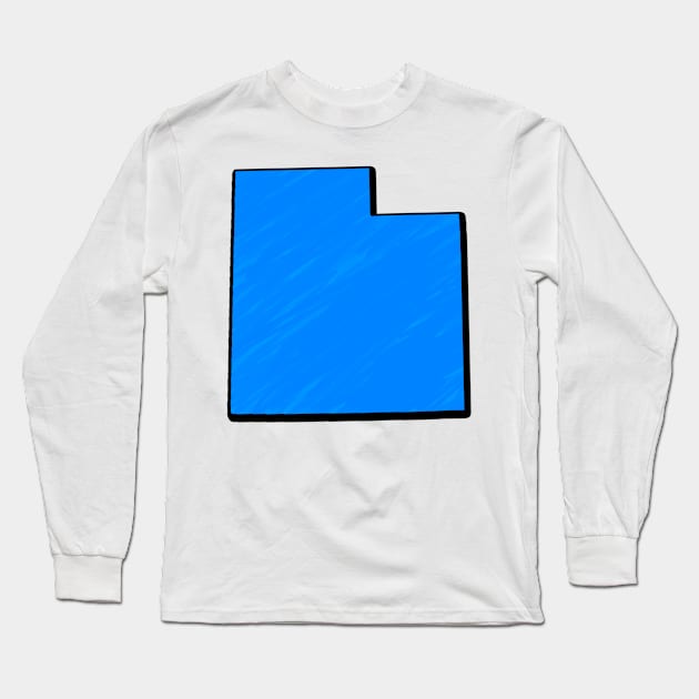 Bright Blue Utah Outline Long Sleeve T-Shirt by Mookle